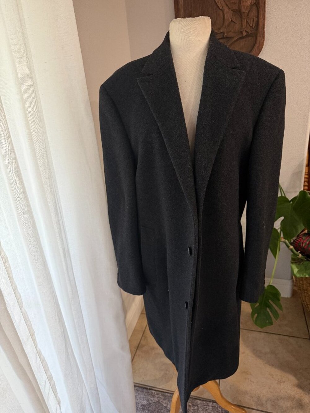 Calvin Klein Pacific Wool Cashmere Blend Overcoat Charcoal Gray Mens 40R